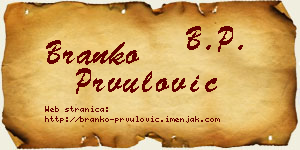 Branko Prvulović vizit kartica